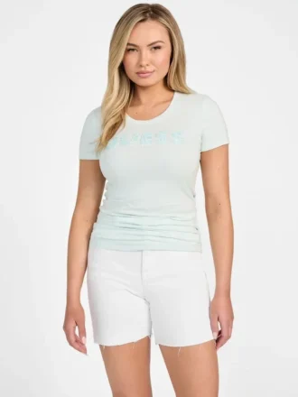 T-shirt à col rond et paillettes Eco