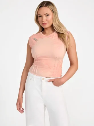 T-shirt corset à motif feuilles de palmier