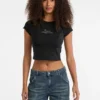 T-shirt Guess Originals Eco à bords frangés et strass T-shirt Guess Originals Eco à bords frangés et strass