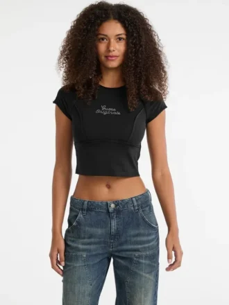 T-shirt Guess Originals Eco à bords frangés et strass
