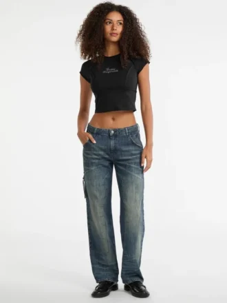 T-shirt Guess Originals Eco à bords frangés et strass