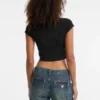 T-shirt Guess Originals Eco à bords frangés et strass T-shirt Guess Originals Eco à bords frangés et strass