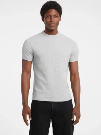T-shirt slim à côtes multicolores