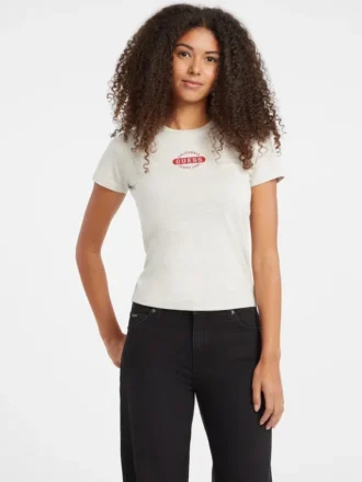 T-shirt slim à logo estampé et effet chiné T-shirt slim à logo estampé et effet chiné