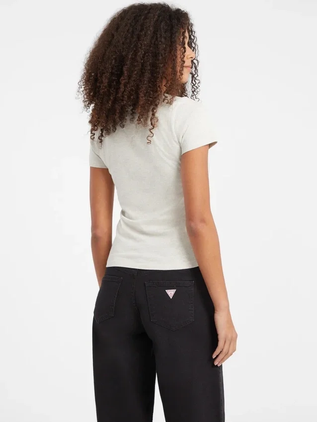 T-shirt slim à logo estampé et effet chiné T-shirt slim à logo estampé et effet chiné