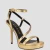 Talons à plateforme avec logo en chaîne et strass
