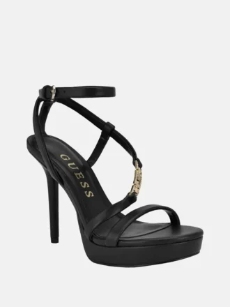 Talons à plateforme avec logo en chaîne et strass