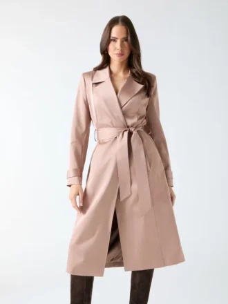 Trench-coat croisé en satin Eleonor