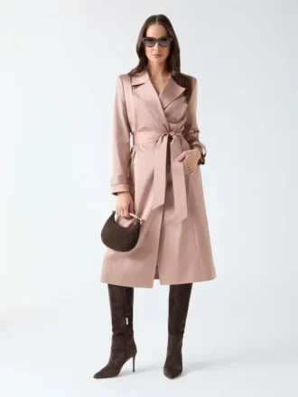 Trench-coat croisé en satin Eleonor