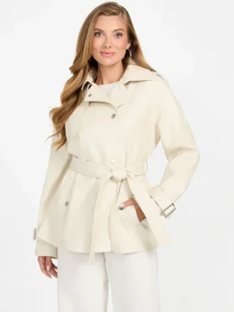 Trench court en simili cuir Marika