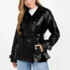 Trench court en simili cuir Marika