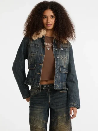 Veste aviateur en denim et fausse fourrure Guess Originals