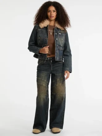 Veste aviateur en denim et fausse fourrure Guess Originals