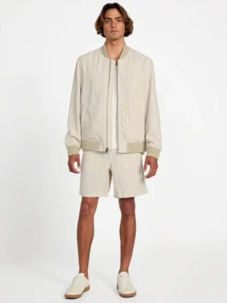 Veste aviateur en lin rayé Eco Fletcher