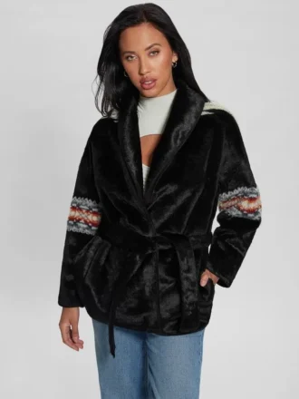 Veste cache-cœur en fausse fourrure Carlotta