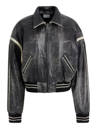 Veste courte en cuir vintage
