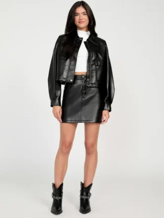Veste courte en simili cuir Flaminia