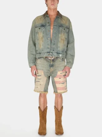 Veste de camionneur en denim délavé