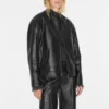 Veste de motard en cuir craquelé