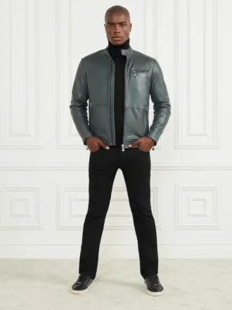 Veste de motard en cuir véritable Veste de motard en cuir véritable