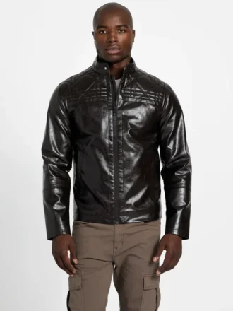 Veste de motard en simili cuir