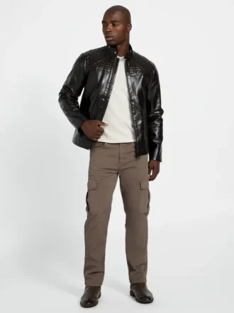 Veste de motard en simili cuir