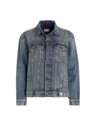 Veste en jean oversize à empiècements