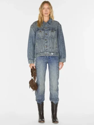 Veste en jean oversize à empiècements