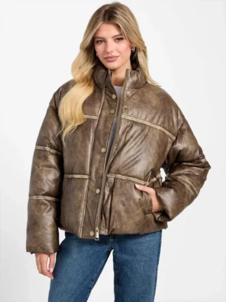 Veste en simili cuir délavé