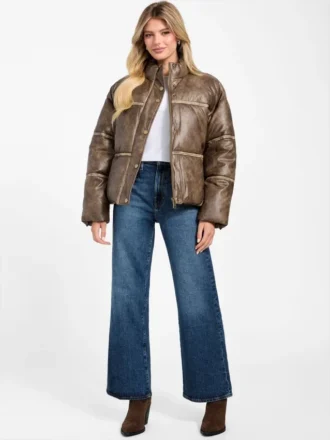 Veste en simili cuir délavé