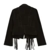 Veste à franges en daim noir