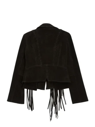 Veste à franges en daim noir
