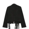 Veste à franges en daim noir