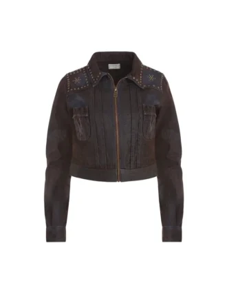 Veste zippée en velours de denim